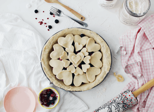 Heart Shaped Mixed Berry Pie