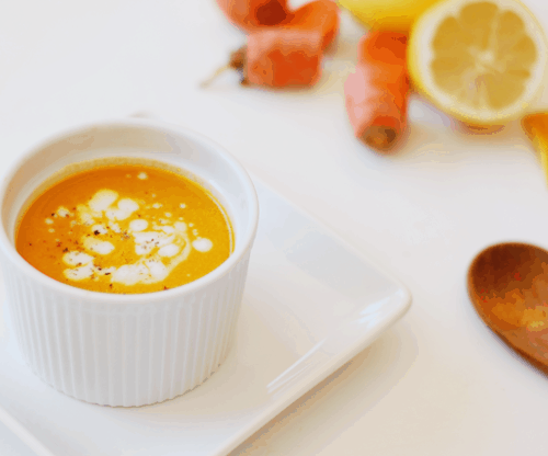 Creamy Carrot Soup with Ginger + Coconut Milk (Vegan) | vegan soup recipes, carrot soup recipe, homemade soup recipes, easy soup recipes, fall soup recipes, recipes using fresh carrots, fresh carrot soup || The Butter Half via @thebutterhalf