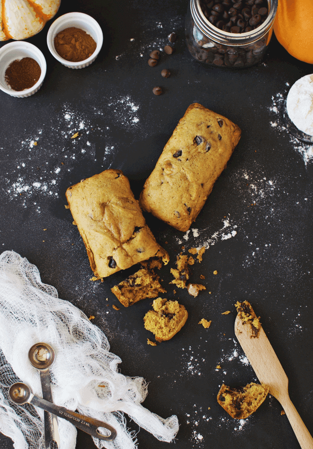 Pumpkin Chocolate Chip Harvest Bread | This loaf has the optimal balance of ingredients. Not too pumpkiny, the spice to sugar ratio hits the sweet spot, and the chocolate chips take it to next level baked good perfection. || The Butter Half #pumpkinrecipes #fallrecipes #pumpkinbread #breadrecipes #thebutterhalf