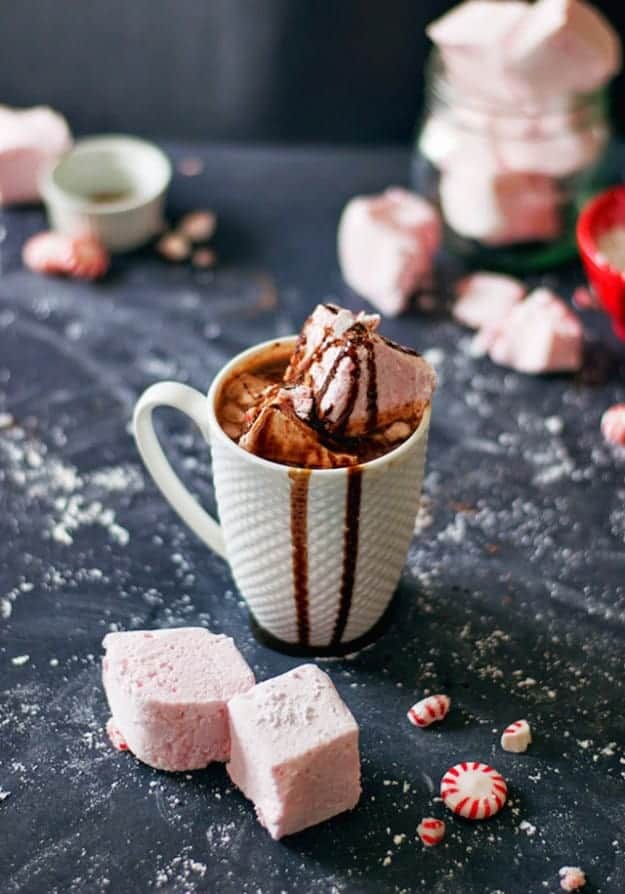  These homemade peppermint marshmallows with healthy hot chocolate are the perfect winter treat. || The Butter Half #peppermint #marshmallows #holidayrecipes #thebutterhalf