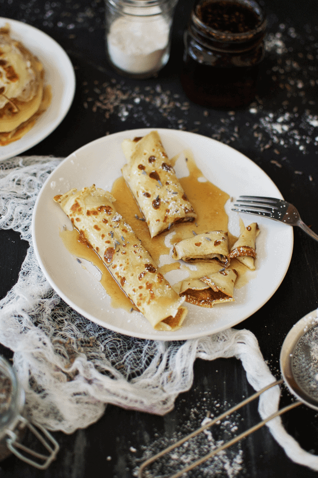 The Best Crepe Recipe With Homemade Lavender Maple Syrup The Butter Half