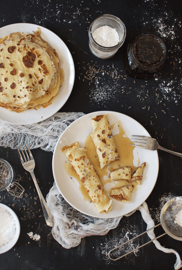 The Best Crepe Recipe With Homemade Lavender Maple Syrup | homemade crepe recipes, easy crepe recipe, homemade syrup recipe, easy syrup recipes, homemade breakfast recipes || The Butter Half via @thebutterhalf #creperecipe #homemadesyrup #easybreakfast
