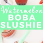 Watermelon Boba Slushie | homemade slushie recipes, how to make a slushie, watermelon flavored recipes, recipes using boba, boba recipe ideas, how to use boba, watermelon flavored recipes, easy slushie recipes || The Butter Half via @thebutterhalf
