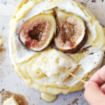 Baked Brie Fondue with Roasted Figs | baked brie recipes, how to make baked brie, recipes using roasted figs, roasted fig recipe ideas, fun fondue recipes, how to make fondue, easy appetizer recipes, cheese appetizer recipes, homemade baked brie || The Butter Half via @thebutterhalf