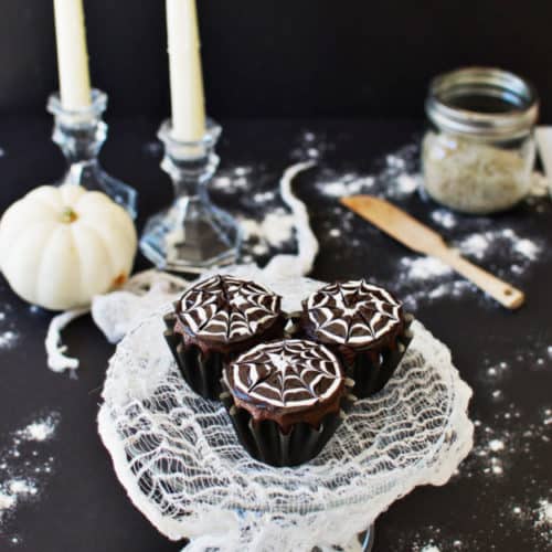 How to Make Spiderweb Cupcakes | halloween dessert recipes, halloween cupcake recipes, halloween treat ideas, homemade halloween treats, cupcake recipes for halloween, spiderweb dessert recipes || The Butter Half via @thebutterhalf