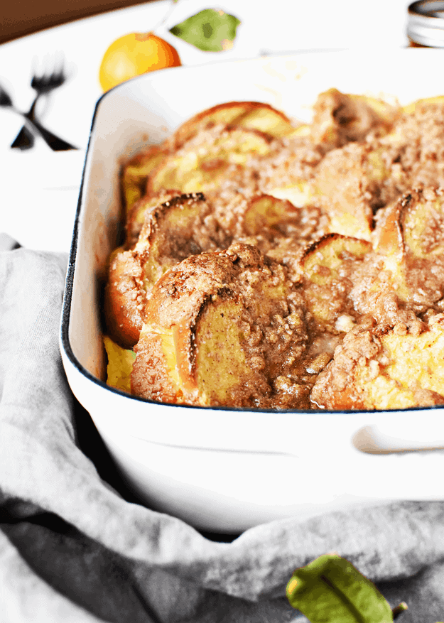 Baked French Toast with Orange Maple Syrup | thebutterhalf.com
