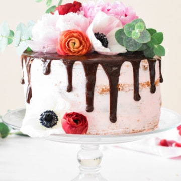 Chocolate Covered Strawberry Birthday Cake with Fresh Flowers | The Butter Half