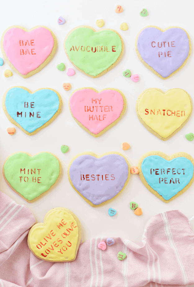 How to Make Conversation Heart Cookies | Valentine's Day cookie recipes, Valentine's Day recipes, Valentine's Day desserts, homemade cookie recipes, conversation hearts dessert, fun Valentine's Day recipes || The Butter Half #conversationhearts #valentinesdaycookies #valentinesdayrecipes