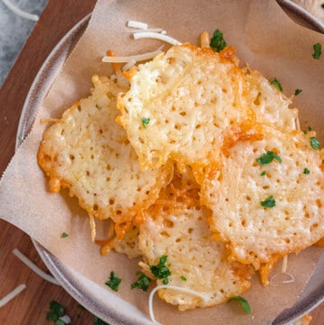 parmesan chips with a light colored background