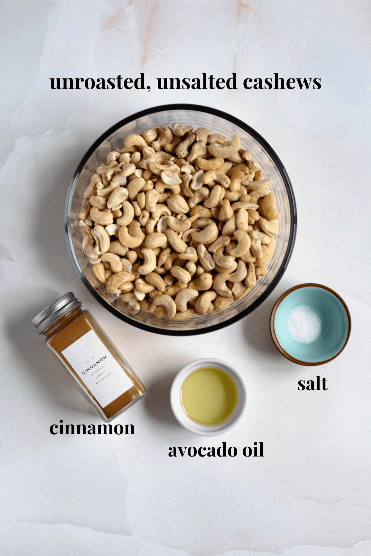 cashew butter ingredients on a light colored background