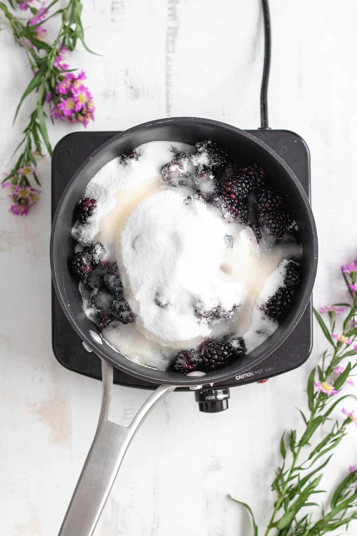 blackberries, granulated sugar, and lemon juice in a medium-sized saucepan